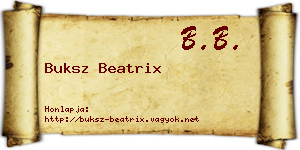 Buksz Beatrix névjegykártya